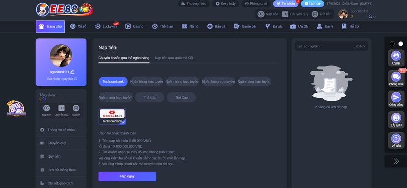 EE88 - Nhà cái dẫn đầu thị trường cá cược trực tuyến 7 Gửi Tiền Tại Nhà Cái Đơn Giản, Nhanh Chóng Vài Phút Là Hoàn Thành