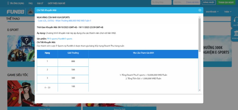 Khuyến mãi Fun88 - Đa dạng sự kiện siêu khủng tại nhà cái 10 Cược Lol Và Dota2 Nhận Tiền Thưởng Đặc Biệt