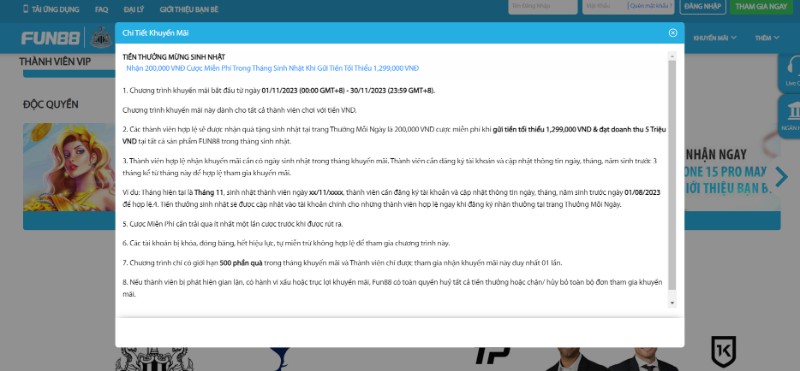 Khuyến mãi Fun88 - Đa dạng sự kiện siêu khủng tại nhà cái 24 Quà Thưởng Mừng Sinh Nhật Các Thành Viên Của Fun88